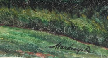 Merényi Rudolf (1893-1957): Táj, fenyvesekkel. Olaj, vászon, jelzett 40x50 cm