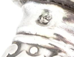 Ezüst (Ag) nyelű art deco salátás kanál és villa, jelzéssel, h: 27-28 cm, bruttó: 137 g