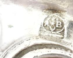 Ezüst (Ag) nyelű art deco salátás kanál és villa, jelzéssel, h: 28 cm, bruttó: 191 g