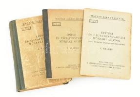 Építési és pályafenntartási műszaki adatok. A., B. és C. kiadás (3 db). Magyar Államvasutak. Bp., 1947-1954, Közlekedés- és Postaügyi Minisztérium Vasúti Főosztály. Vegyes állapotban.