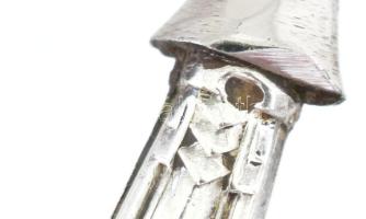 Ezüst (Ag) nyelű szervírozó csipesz, jelzéssel, h: 13 cm, bruttó: 12 g