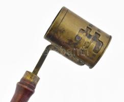 Lőpor adagoló kis kanál. Réz, fa, állítható 12 cm