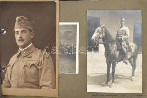 1914-1918 I. világháborús fotóalbum, Horváth Kornél katonatiszt fényképgyűjteménye a háború éveiből (Bp., Lengyelország, Szováta, stb.), összesen kb. 70-80 db fotó, vegyes méretben, zsinórfűzéses albumban