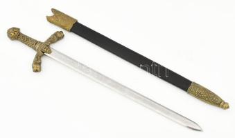 Dísztőr, fém szerelékkel, hüvelyben, h: 28 cm