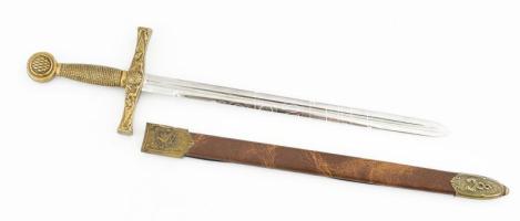 Dísztőr, fém szerelékkel, hüvelyben, h: 27 cm