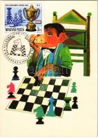 Sakkozó majom. Képzőművészeti Alap / Monkey playing chess s: Tomaska Irén + "1978 XXIII. Sakkolimpia Buenos Aires 3 Ft" + "1980 Világbajnokjelöltek Bad-Lauterberg, Adorján-Hübner" So. Stpl