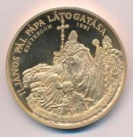 Bognár György (1944-) 1991. "II, János Pál pápa látogatása - Esztergom" aranyozott bronz emlékérem (65mm) T:AU (eredetileg PP) ph.