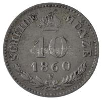 Ausztria / olasz verdejel 1860V 10kr Ag "Ferenc József" T:XF 
Austria / Italian mint mark...