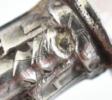 Ezüst (Ag) nyelű körömpiszkáló, jelzéssel, h: 12 cm, bruttó: 12 g