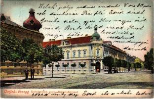 1905 Eszék, Essegg, Osijek; Kolodvorska cesta / Bahnhofstrasse / street view (EK)