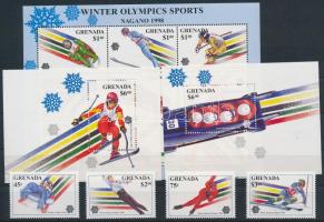 Téli Olimpiai Játékok, Nagano sor + kisív + blokkpár, Nagano set + mini sheet + block pair