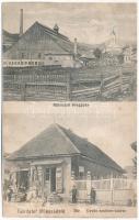 1912 Sepsibükszád, Bükszád, Bixad (Háromszék megye); üveggyár, Dávid Gyula szatócs üzlete / glass factory, shop (r)