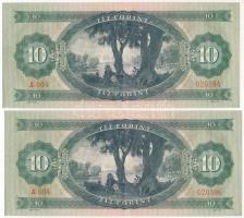 1969. 10Ft (2x) egyugrásos sorszámkövetők "A 604 020594, A 604 020596" T:F szép papír Adam...