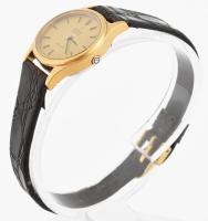 Omega De Ville kvarc karóra, bőr szíjjal, hiányos, 20x18 mm