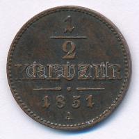 Ausztria 1851A 1/2kr Cu T:XF patina, ph.  Austria 1851A 1/2 Kreuzer Cu C:XF patina, edge error Krause KM#2181