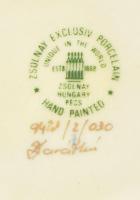 Zsolnay Exclusiv virágmintás bonbonier, kézzel festett, hibátlan, 10,5×10,5 cm