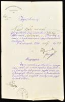 1914 Rákoskeresztúr - Budapest közötti hadimenetrend postavonatra szóló igazolvány