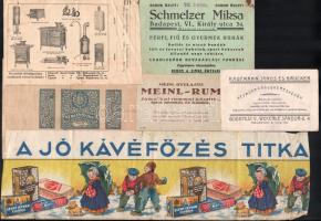 cca 1920-1940 Különböző reklám szórólapok, 16 db