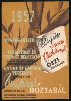 1957 Budapesti Lányok, Fiatalasszonyok (KISZ) őszi programja kisplakát, 24×16,5 cm