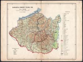 cca 1920-1940 Baranya, Somogy Tolna vármegyék térképe, rajta a Balaton részletével, tervezte: Dr. Kéz Andor, 1:800.000, Bp., Révai-ny., 24×29 cm