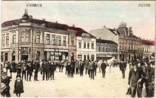 1924 Csorna, Fő tér, Vasudvar és üzletek. Martincsevics Károly kiadása (Rb)