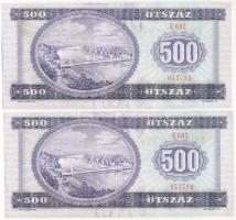 1990. 500Ft (2x) sorszámkövetők "E 692 052785 - E 692 052786" nyomdai festékfoltokkal T:AU...