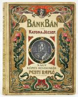 Katona József: Bánk bán. Dráma öt felvonásban. Csók István képeivel illusztrált díszkiadás. A Pesti Napló ajándéka előfizetőinek. Bp., 1899, Pesti Napló, 1 t. (címkép)+ LXXXIII+167 p.+ 4 t. (hártyapapírral.) Kiadói aranyozott, festett egészvászon kötés, Gottermayer-kötés, festett lapélekkel, kopott borítóval, a gerincen egészen kis sérüléssel.