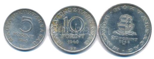 1948. 5Ft Ag "Petőfi" + 10Ft Ag "Széchenyi" + 20Ft Ag "Táncsics" "...