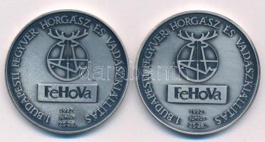 1992. "VEFAG Tatabánya / FEHOVA kiállítás" ezüstpatinázott fém emlékérem (40mm) (2db) T:AU