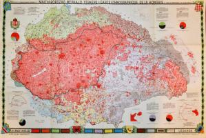 1928 Magyarország néprajzi térképe, tervezte: Dr. Kogutowicz Károly, kiadja: M Kir. Állami Térképészet, 62×96 cm