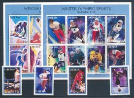 1997 Téli olimpia Nagano sor + kisív sor + blokksor Mi 1862-1865 + Mi 1870-1877 + Mi 160-163