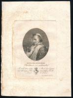 cca 1825-1850 Morghen, Antonio (1788-1863): VII. Piusz pápa portréja. Rézmetszet, papír, jelzett a metszeten. Kissé foltos, 16x11,5 cm (lapméret: 27x19,5 cm) + VII. Piusz pápa életrajzának összefoglalása, latin nyelven, 4 p.