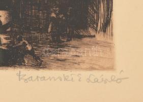 Baranski Emil László (1877-1941): Lánchíd. Rézkarc, papír, jelzett, keretezve. 29x22 cm