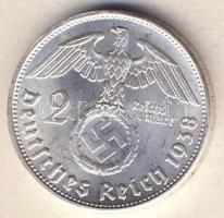 Német 3. Birodalom 1938B 2M Ag "Hindenburg" T:1/2+