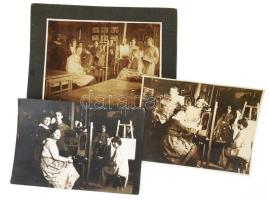 Cca 1914-1917 3 DB fénykép festőkről munka közben. Egyik ük keményhátú (13,2x10,6 cm), a másik kettő az 10,3x7,7, valamint 11,3x7,7 cm.