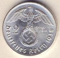 Német 3. Birodalom 1938B 2M Ag "Hindenburg" T:1/2+