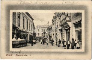 1916 Ungvár, Uzshorod, Uzhorod; Nagyhíd utca, Beerman Jakab üzlete. Gellís Miksa kiadása / street, shops