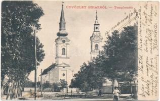 1906 Bihar, Biharia; Templom tér. Helyfi László kiadása / churches (EK)