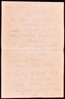 Lóránt Ede Likőr- Rum- és Konyakgyárának különféle termékeinek árjegyzéke, hátoldalán üzenettel