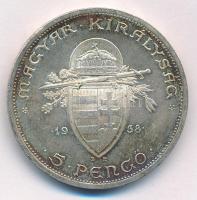1938. 5P Ag "Szent István" T:AU patina
Adamo P8.1