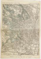Cca. 1930 Dr. Thirring: Részletes Magyar Utikalauzok, térkép a Budai Hegységről és környékéről. Szövet 15,6x22,8 cm.