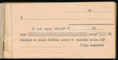 cca 1930-1940 Régi csekkfüzet / számlatömb, komplett, kitöltetlen, 14x7 cm