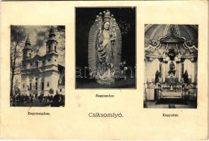 1941 Csíksomlyó, Sumuleu Ciuc; Kegytemplom, kegyszobor, kegyoltár / pilgrimage church, interior (r)