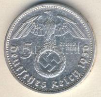 Német 3. Birodalom 1936D 5M Ag "Hindenburg" nagy h.k.-tel T:2-/3