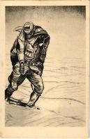 Il medico italiano in guerra e in pace / WWII Italian military art postcard, medics s: Livio Apolloni (fl)