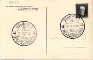 1937 Tomás Garrigue Masaryk csehszlovák elnök gyászlapja / Obituary postcard of Tomás Masaryk Czecho...