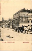 Mödling, Schöffelvorstadt, Wienerstraße / street view, hotel, horse-drawn carriage, restaurant (EK)