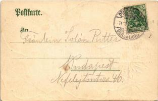 1909 Düsseldorf, Apollotheater, Tritonengruppe, Wilhelmsplatz, Rheinbrücke / theatre, square, bridge...