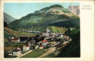 1903 Eisenerz (Steiermark), mit Erzberg / general view, railway station (fl)