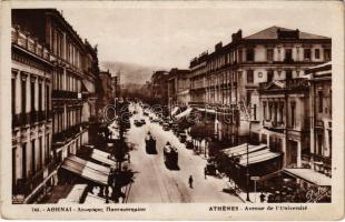 Athens, Athína, Athenes; Avenue de l'Université / street view, trams, automobiles (fl)